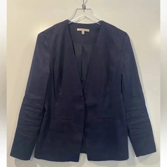 41 Hawthorn Navy Blue Linen Blend Open Front Blazer Jacket Womens Size Large (C) - Picture 1 of 5